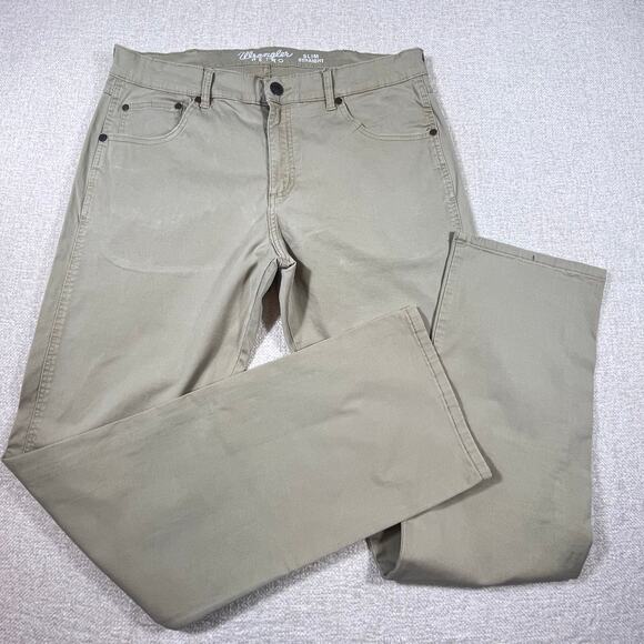 Wrangler Retro Men’s Slim Straight Leg Jeans 36x34 Tan Slim Straight Leg Denim - Picture 1 of 10